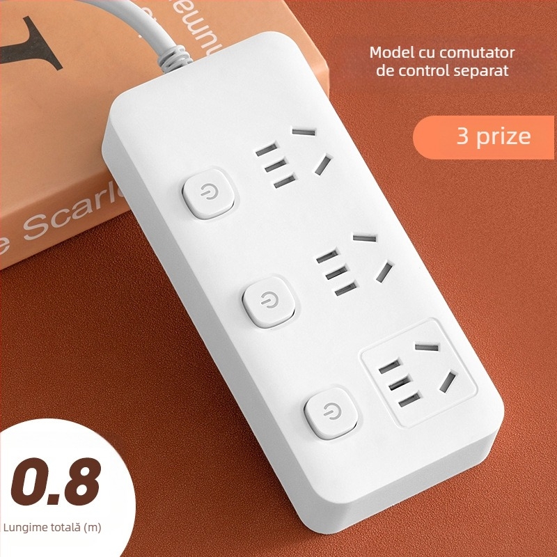 Prelungitor USB pentru birou cu mai multe prize și întrerupătoare individuale, priză inteligentă multifuncțională pentru casă și cămin