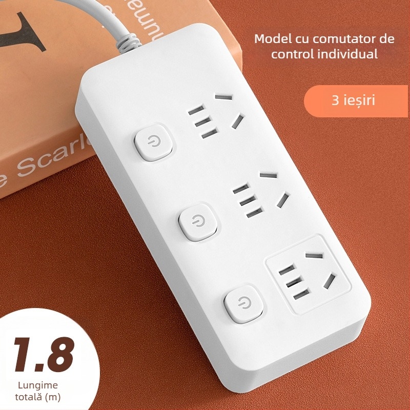 Prelungitor USB pentru birou cu mai multe prize și întrerupătoare individuale, priză inteligentă multifuncțională pentru casă și cămin
