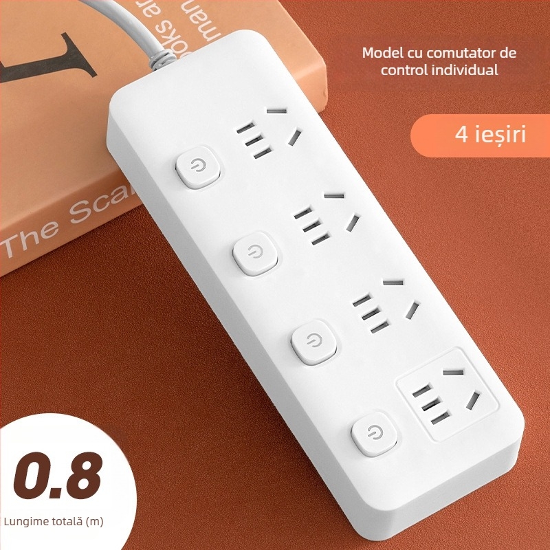 Prelungitor USB pentru birou cu mai multe prize și întrerupătoare individuale, priză inteligentă multifuncțională pentru casă și cămin