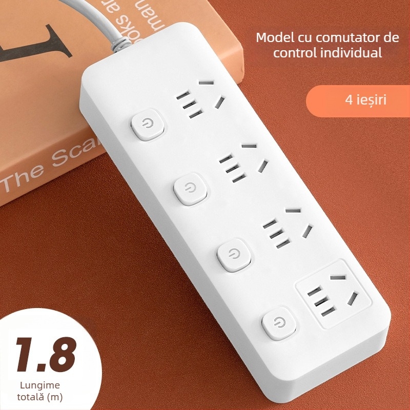 Prelungitor USB pentru birou cu mai multe prize și întrerupătoare individuale, priză inteligentă multifuncțională pentru casă și cămin