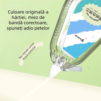 Bandă corectoare pentru elevi din învățământ primar, culoare hârtie originală bej, ambalaj accesibil, galben prietenos ochilor