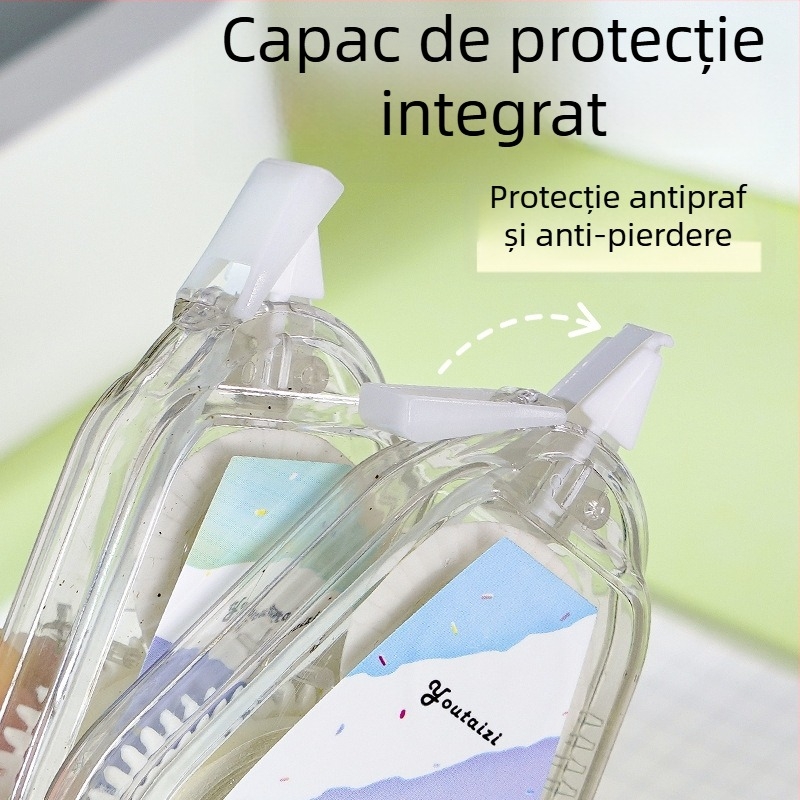 Bandă corectoare pentru elevi din învățământ primar, culoare hârtie originală bej, ambalaj accesibil, galben prietenos ochilor