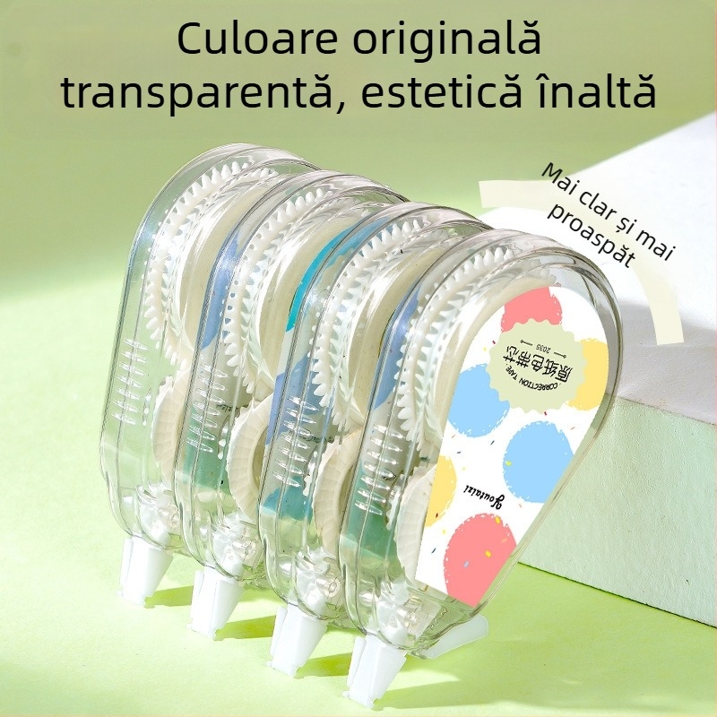 Bandă corectoare pentru elevi din învățământ primar, culoare hârtie originală bej, ambalaj accesibil, galben prietenos ochilor