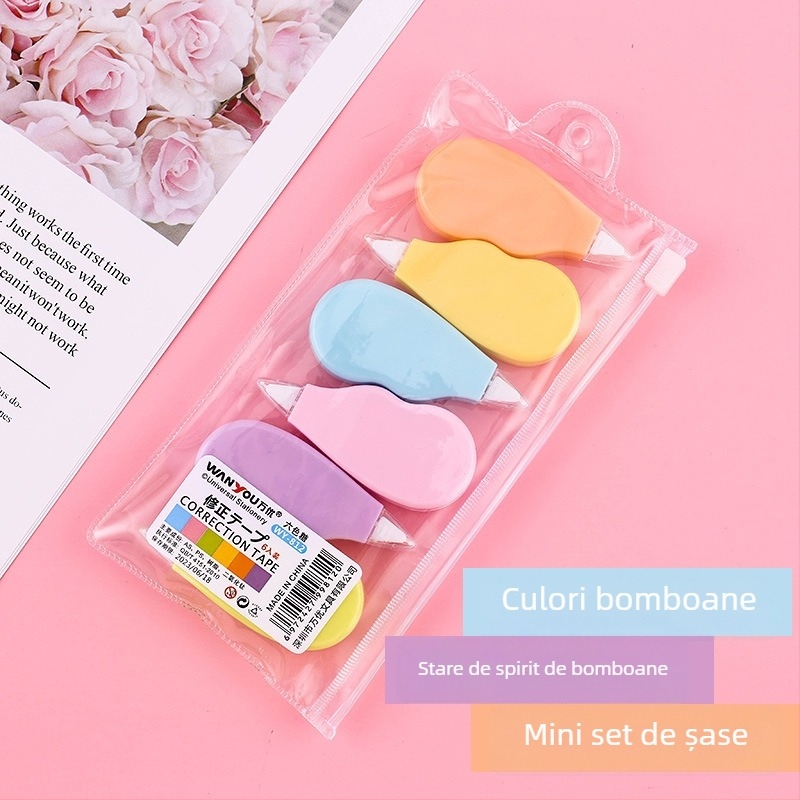 Wanyou bandă corector cu motif bomboane, set de 6 bucăți, 5 mm x 4 m