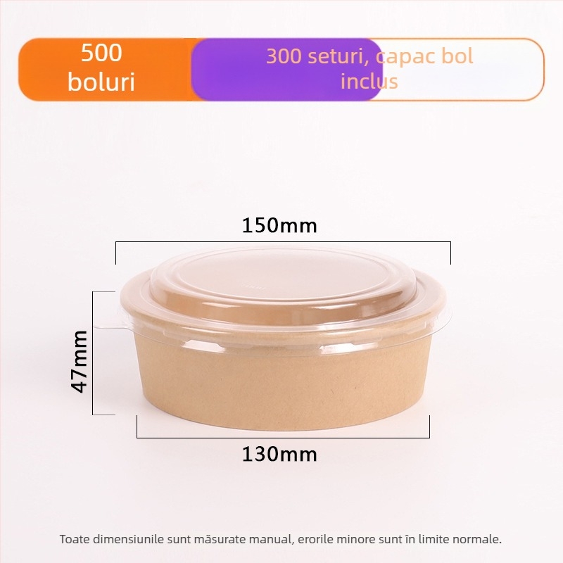 Cutii de unică folosință din hârtie Kraft pentru mâncare, boluri de salată și cutii de prânz, compatibile cu microundele, biodegradabile