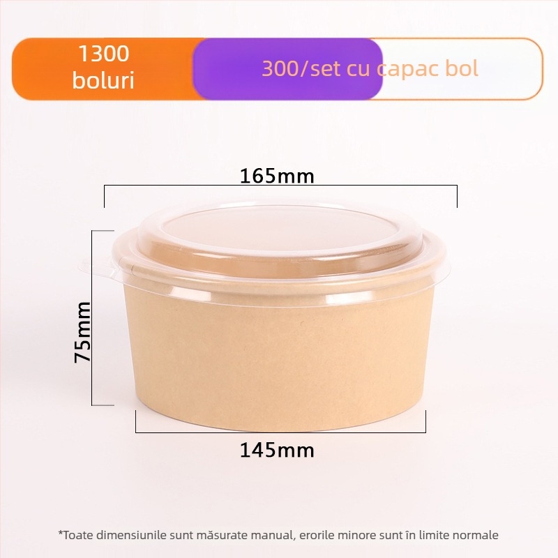 Cutii de unică folosință din hârtie Kraft pentru mâncare, boluri de salată și cutii de prânz, compatibile cu microundele, biodegradabile