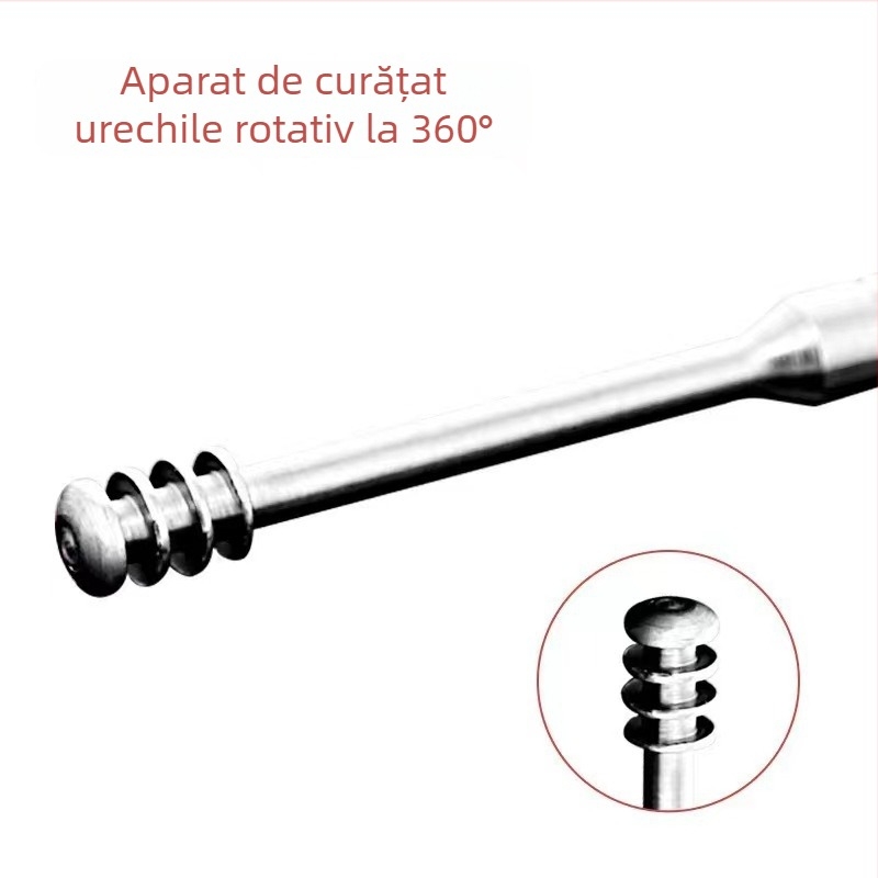 Set de 7 piese din oțel inoxidabil pentru curățarea urechilor, cu linguri spirale