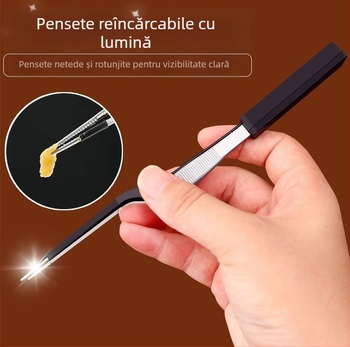 Lingură pentru urechi pentru copii, iluminată, cu clemă vizibilă pentru cerumen, silicon de înaltă calitate, instrument profesional reîncărcabil
