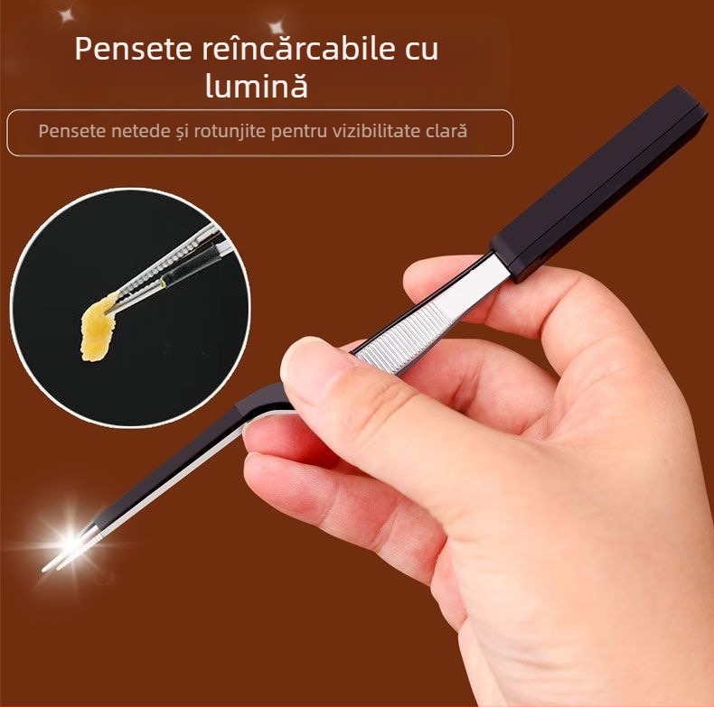 Lingură pentru urechi pentru copii, iluminată, cu clemă vizibilă pentru cerumen, silicon de înaltă calitate, instrument profesional reîncărcabil