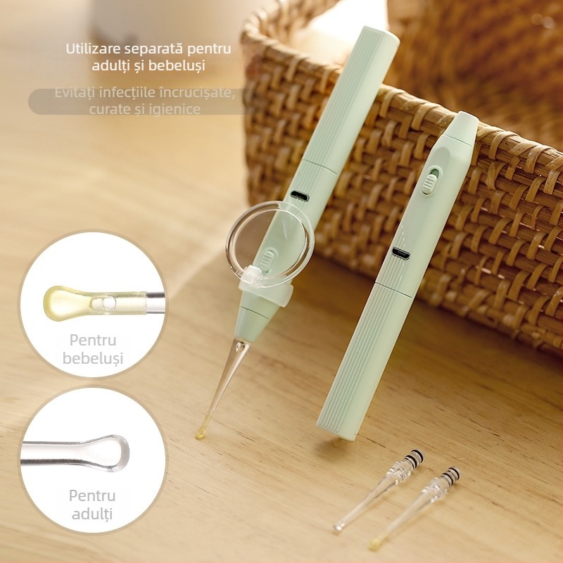 FaSoLa Lingură pentru urechi pentru copii, iluminată cu LED – instrument de curățare a urechilor vizibil