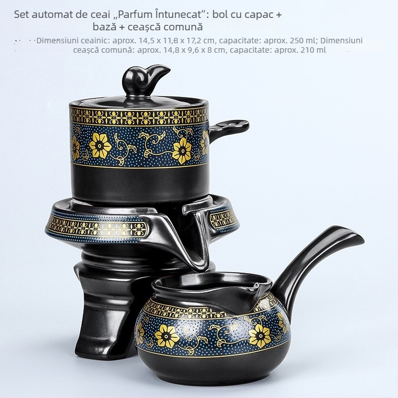 Ceainic rotativ din lut purpuriu Yixing – aparat de preparare ceai ușor de utilizat, set creativ de accesorii Kung Fu pentru uz casnic