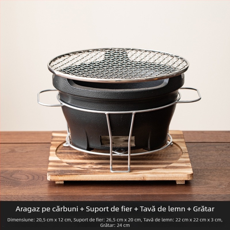 Ceainic ceramic și sobă cu cărbune — set complet de unelte și accesorii
