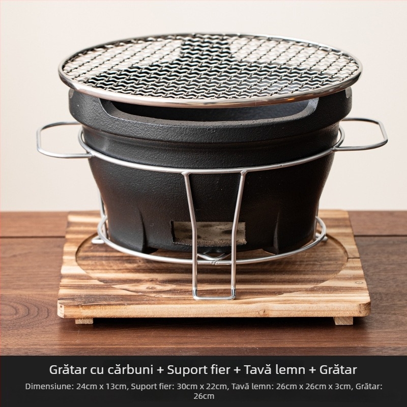 Ceainic ceramic și sobă cu cărbune — set complet de unelte și accesorii