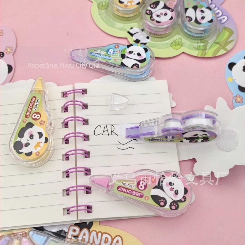 Bandă corectoare cu panda desenată – set mini de 4 rolete pentru elevi, cadou