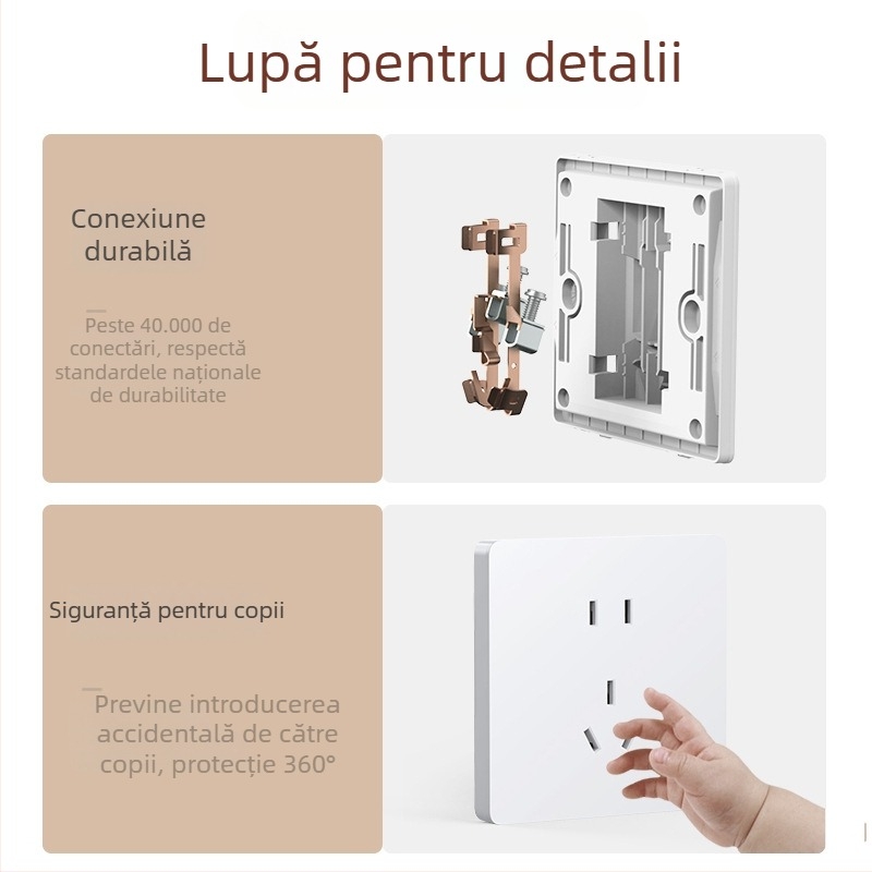 Chint întrerupător priză încastrabil pe perete, panou cu 1 modul, 5 găuri, crem, alb 6C