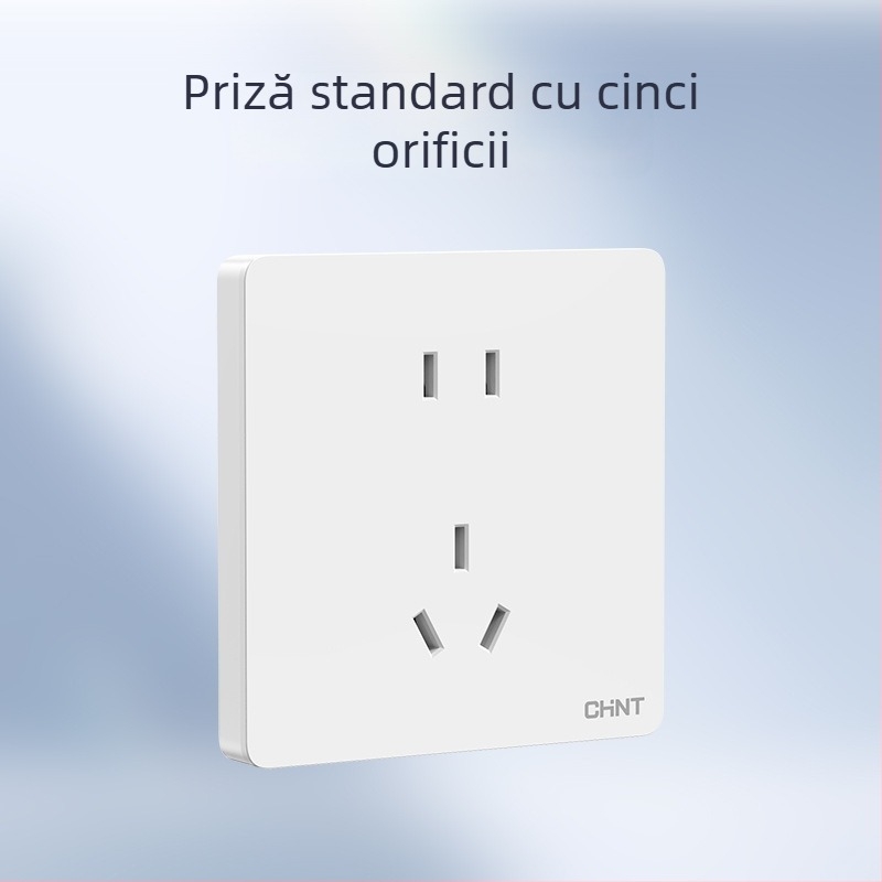 Chint întrerupător priză încastrabil pe perete, panou cu 1 modul, 5 găuri, crem, alb 6C