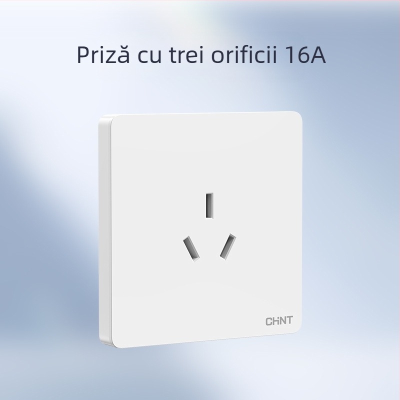 Chint întrerupător priză încastrabil pe perete, panou cu 1 modul, 5 găuri, crem, alb 6C