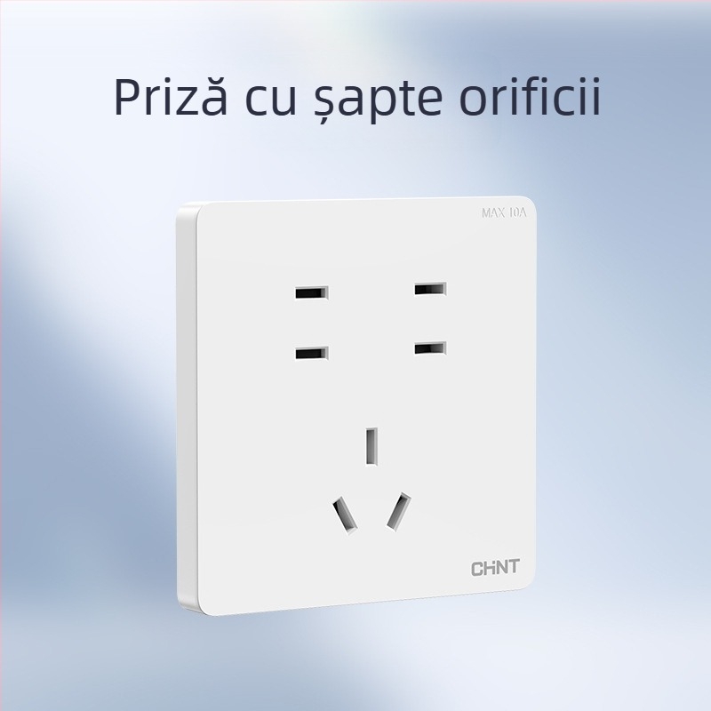 Chint întrerupător priză încastrabil pe perete, panou cu 1 modul, 5 găuri, crem, alb 6C
