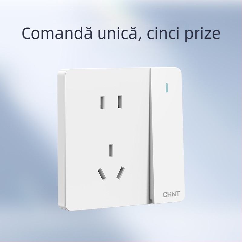 Chint întrerupător priză încastrabil pe perete, panou cu 1 modul, 5 găuri, crem, alb 6C