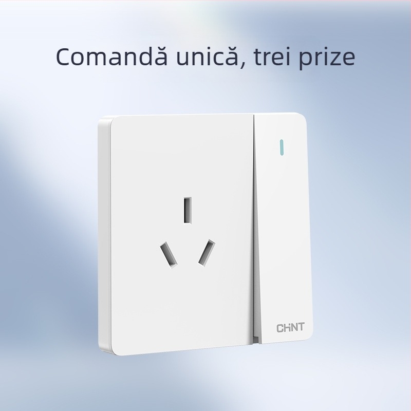 Chint întrerupător priză încastrabil pe perete, panou cu 1 modul, 5 găuri, crem, alb 6C