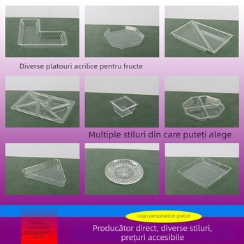 Farfurie pentru fructe din acril cu textură de valuri ale apei, tavă dreptunghiulară pentru fructe și gustări