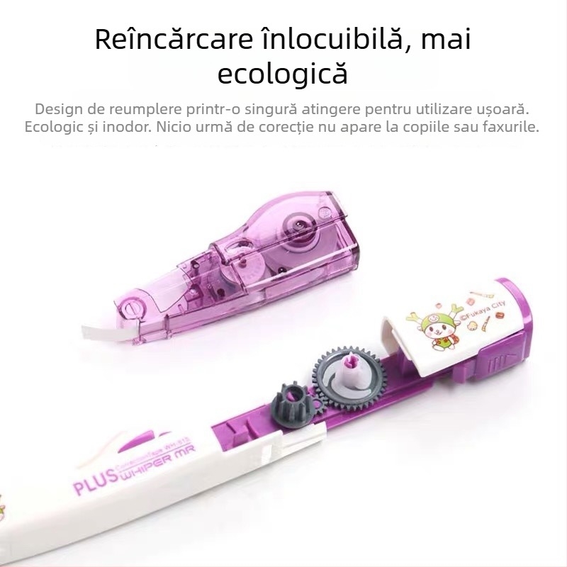 Bandă corectoare PLUS MR2 cu miez înlocuibil – drăguță, portabilă pentru elevi