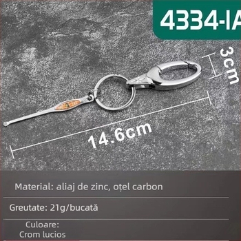 Strong Man Lingură de urechi portabilă din oțel inoxidabil cu breloc