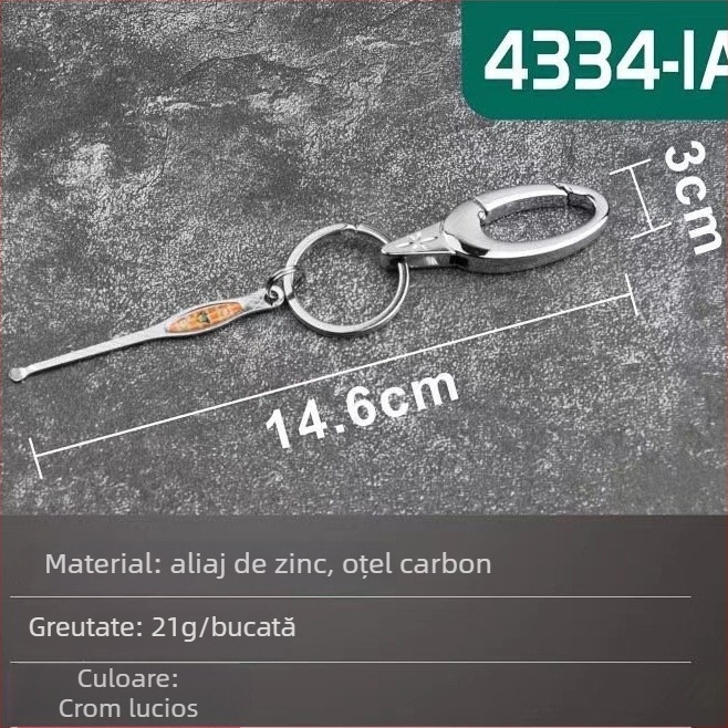 Strong Man Lingură de urechi portabilă din oțel inoxidabil cu breloc