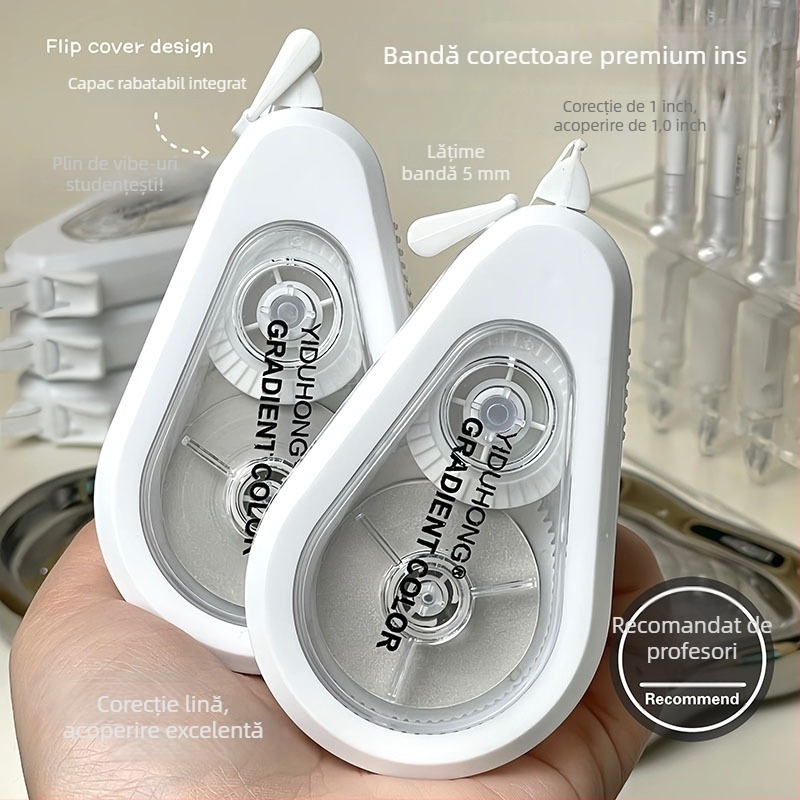 Bandă corectoare minimalistă nouă, design elegant, capacitate mare, aplicație lină, pentru elevi, set de 5 bucăți