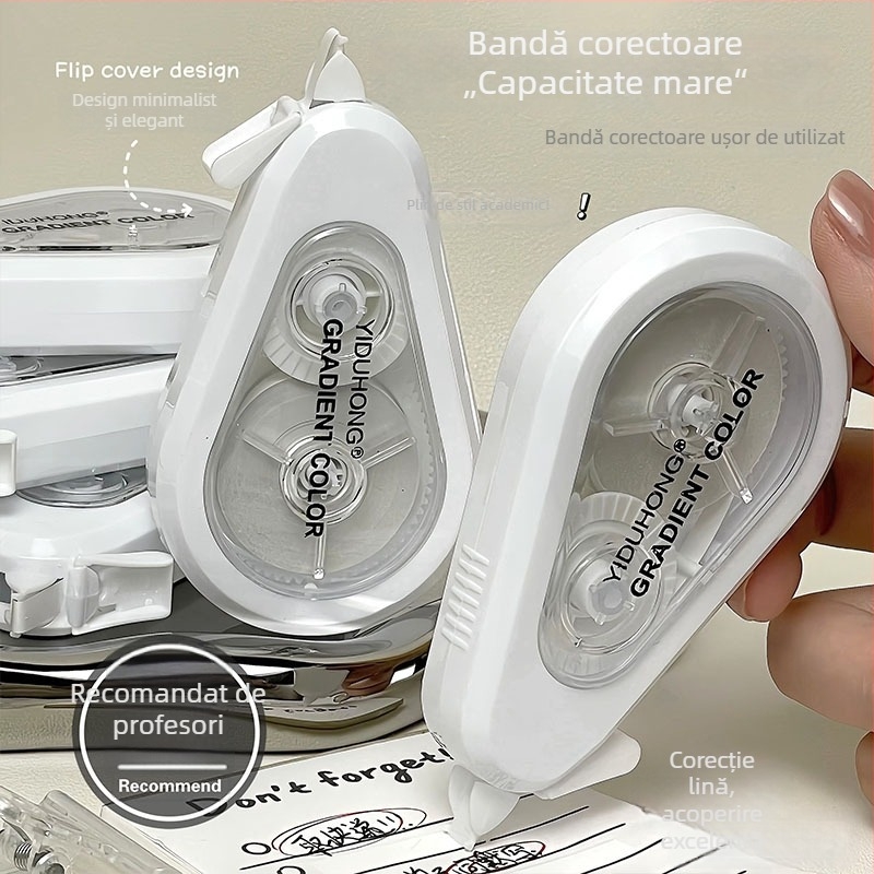 Bandă corectoare minimalistă nouă, design elegant, capacitate mare, aplicație lină, pentru elevi, set de 5 bucăți