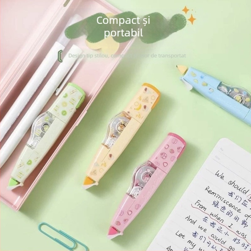 Polex Sweet Time bandă corectoare – ediție limitată, capacitate mare, miez înlocuibil, design cu fructe drăguțe