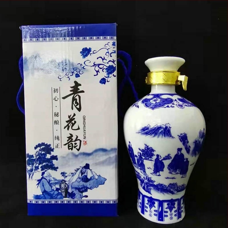 Vas ceramic Jingdezhen albastru‑alb pentru vin, disponibil în 1 kg, 2 kg, 3 kg și 5 kg