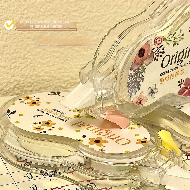 Bandă corectoare invizibilă, culoare hârtie originală, capacitate mare, alunecare lină