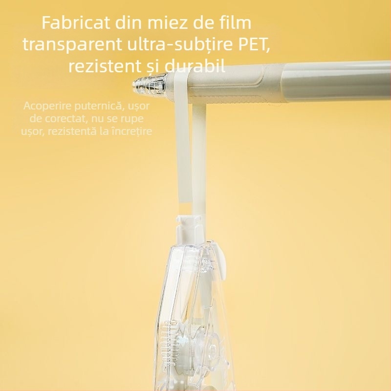 Lepusheng 90983 Bandă Bej de Corecție Silențioasă, 30 m pentru Birou și Elevi, Film Ultra-subțire, Anti-Desprindere, Durabilă