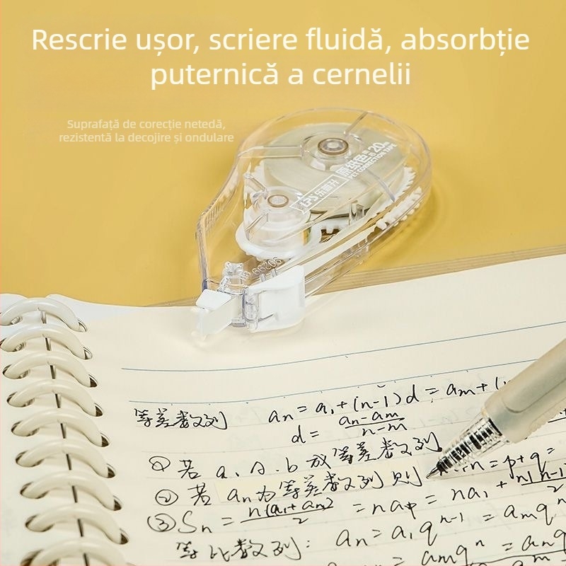 Lepusheng 90983 Bandă Bej de Corecție Silențioasă, 30 m pentru Birou și Elevi, Film Ultra-subțire, Anti-Desprindere, Durabilă
