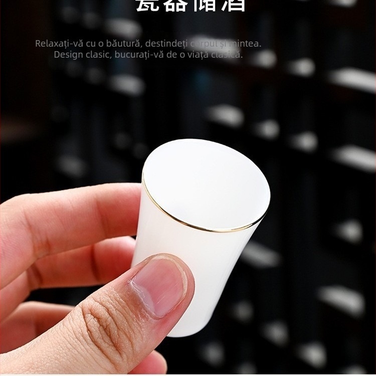 Set de vin din porțelan alb, vas pentru vin, pahare mici de soju, pahare de sake, pahare pentru vin alb, ustensile pentru vin, cutie cadou cu logo