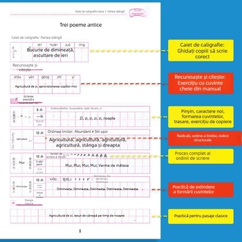 Caiet de practică pentru scriere pentru clasele 1–9, ambele semestre, caligrafie cu penă dură