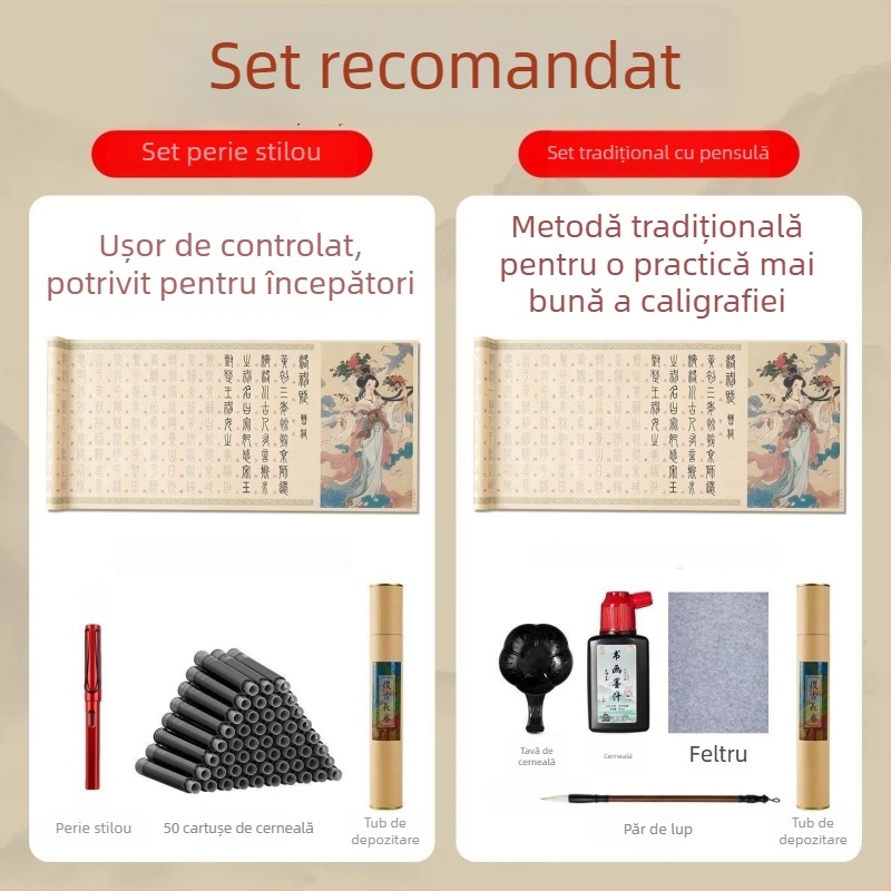 Luoshenfu: Copie în stil mic de script de sigiliu pentru începători, exerciții de caligrafie cu pensulă moale, lung rulou în stil de sigiliu — Scriere Oficială