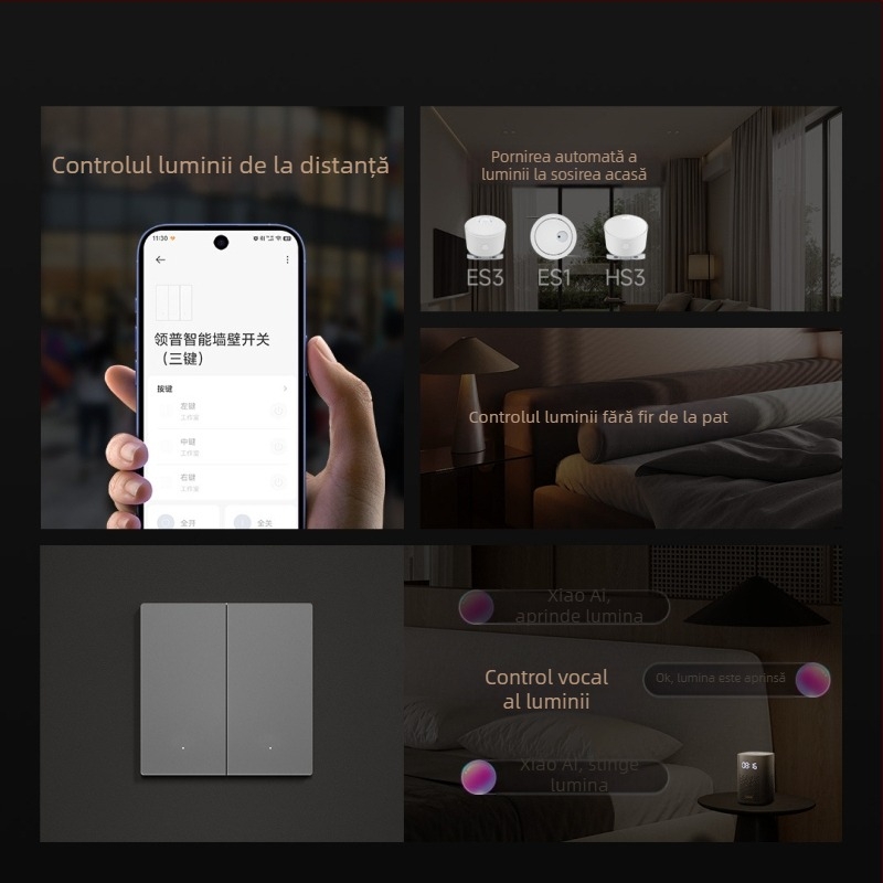 Lingpu E3ProMesh 2.0 AG întrerupător din sticlă cu control de la distanță și control vocal