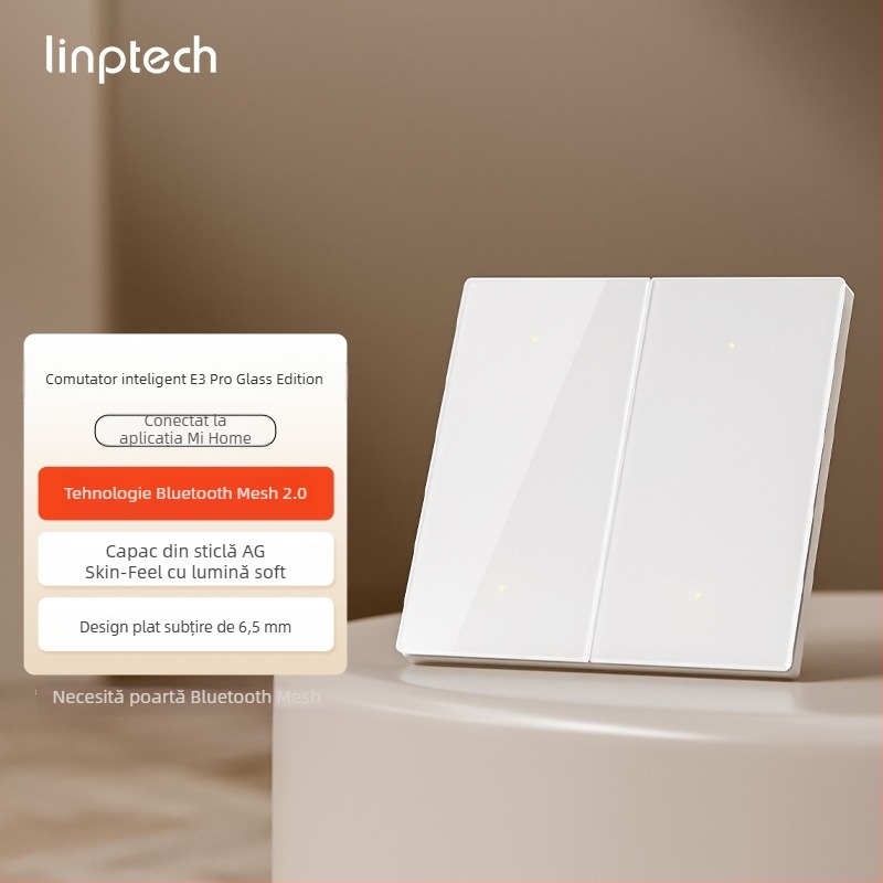Lingpu E3ProMesh 2.0 AG întrerupător din sticlă cu control de la distanță și control vocal