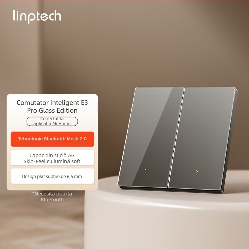 Lingpu E3ProMesh 2.0 AG întrerupător din sticlă cu control de la distanță și control vocal