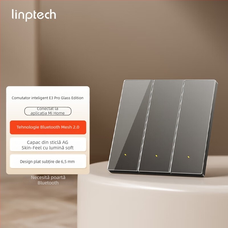 Lingpu E3ProMesh 2.0 AG întrerupător din sticlă cu control de la distanță și control vocal