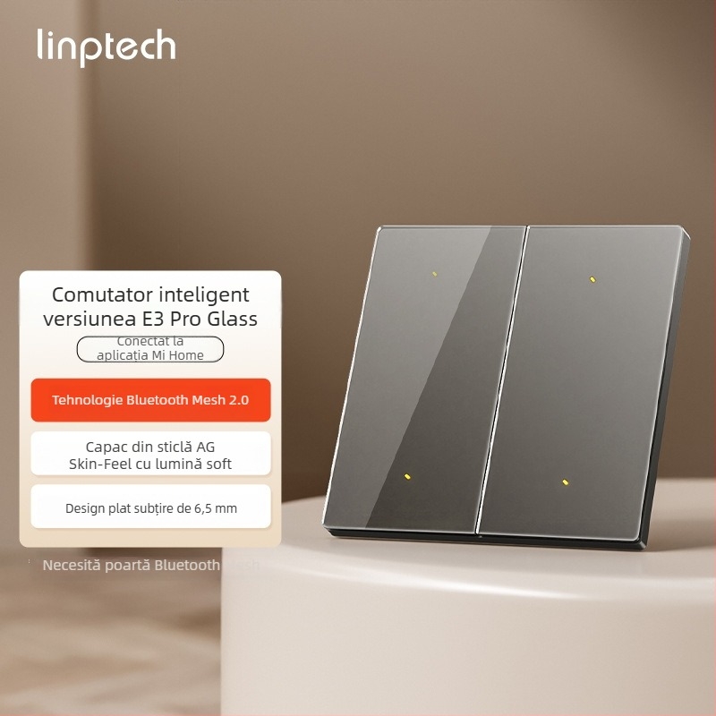 Lingpu E3ProMesh 2.0 AG întrerupător din sticlă cu control de la distanță și control vocal