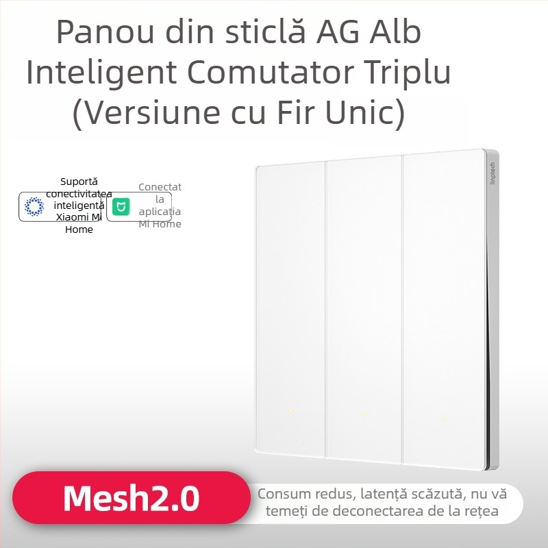 Lingpu E3ProMesh 2.0 AG întrerupător din sticlă cu control de la distanță și control vocal