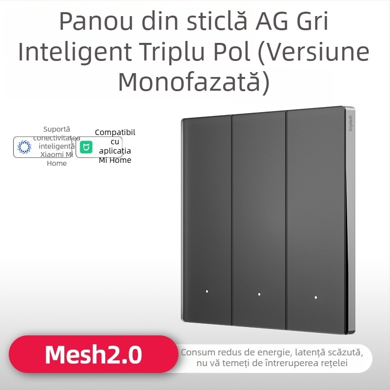 Lingpu E3ProMesh 2.0 AG întrerupător din sticlă cu control de la distanță și control vocal