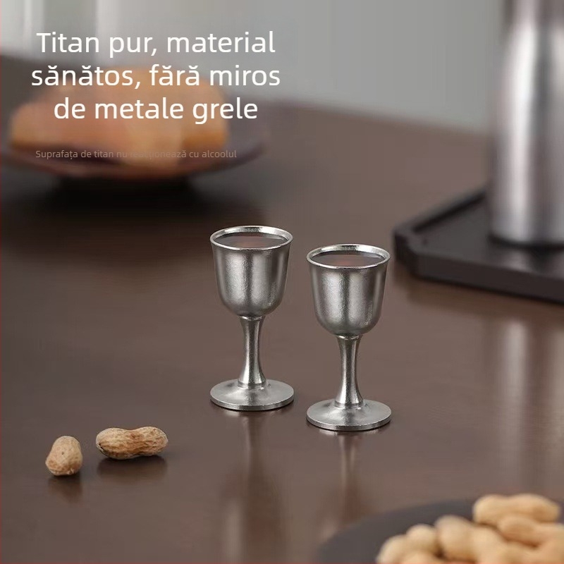 Set de decantator și pahare din titan pur pentru vin și sake, stil japonez, cu cutie cadou