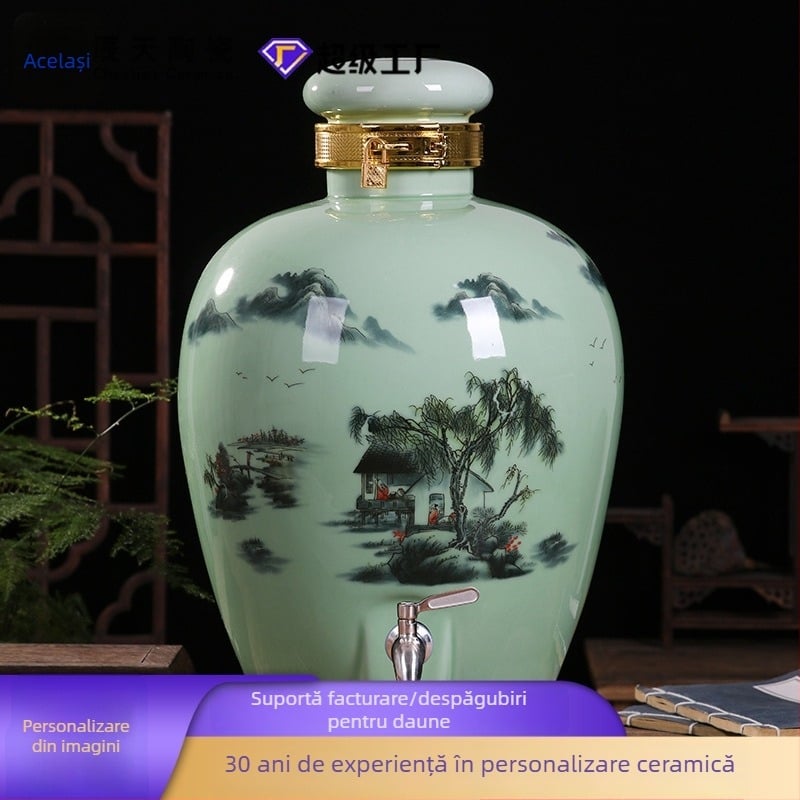 Vas ceramic pentru vin sigilat cu capac de închidere, 2,5–15 kg, uz casnic, porțelan, stil modern minimalist