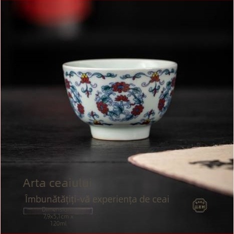 Ceașcă de ceai Jianzhan, albastru și alb antic, pentru ceai Kung Fu, ceramică