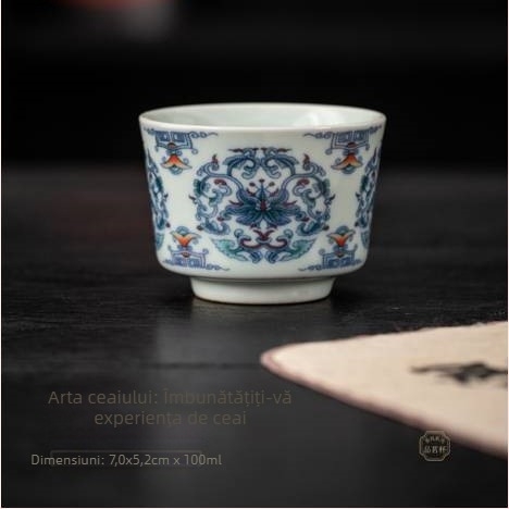 Ceașcă de ceai Jianzhan, albastru și alb antic, pentru ceai Kung Fu, ceramică