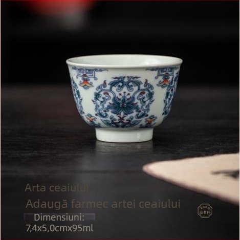 Ceașcă de ceai Jianzhan, albastru și alb antic, pentru ceai Kung Fu, ceramică
